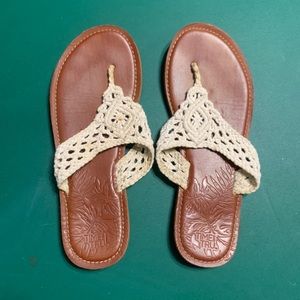 Cute white and brown sandals